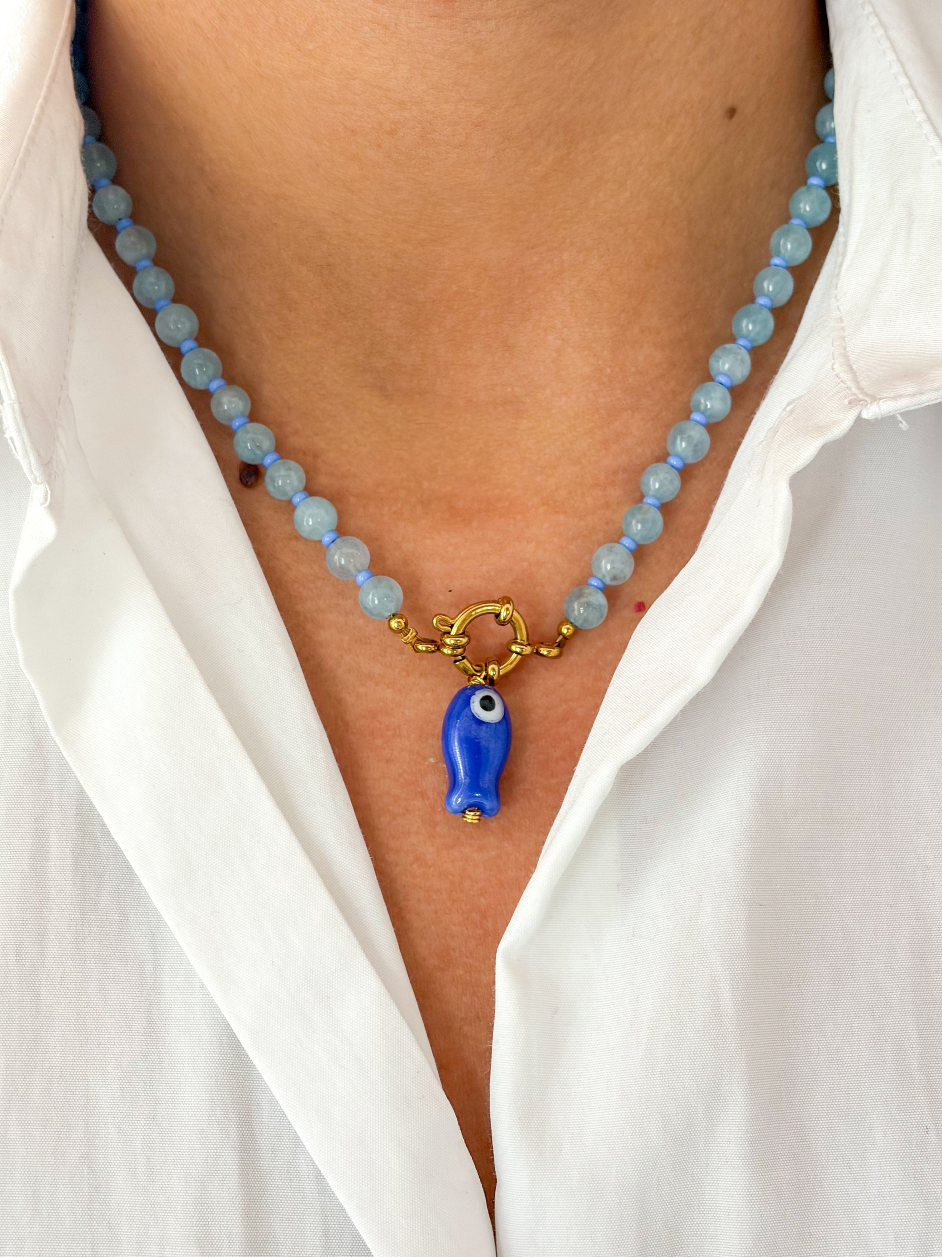 Collar piedras celestina