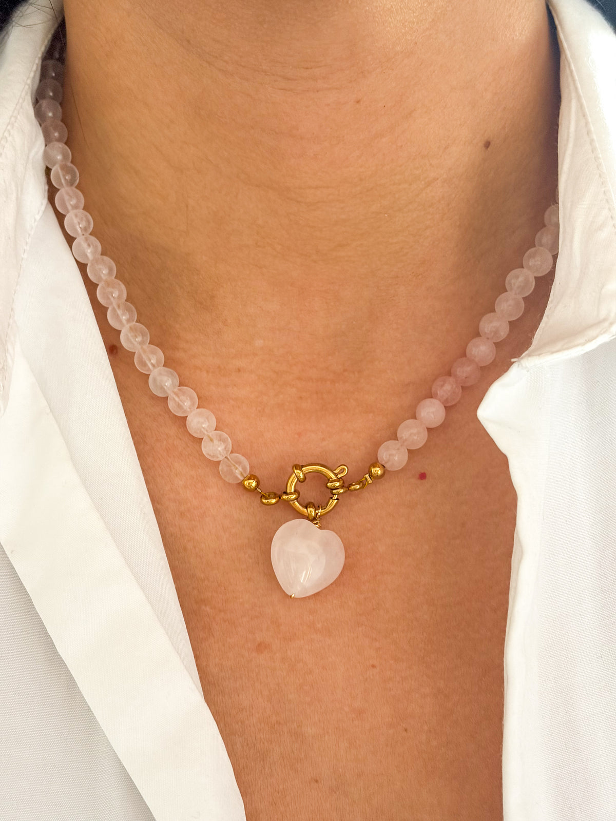 Collar cuarzo rosa