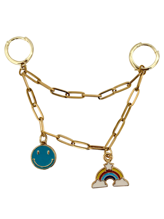 Charm feliz cadena doble