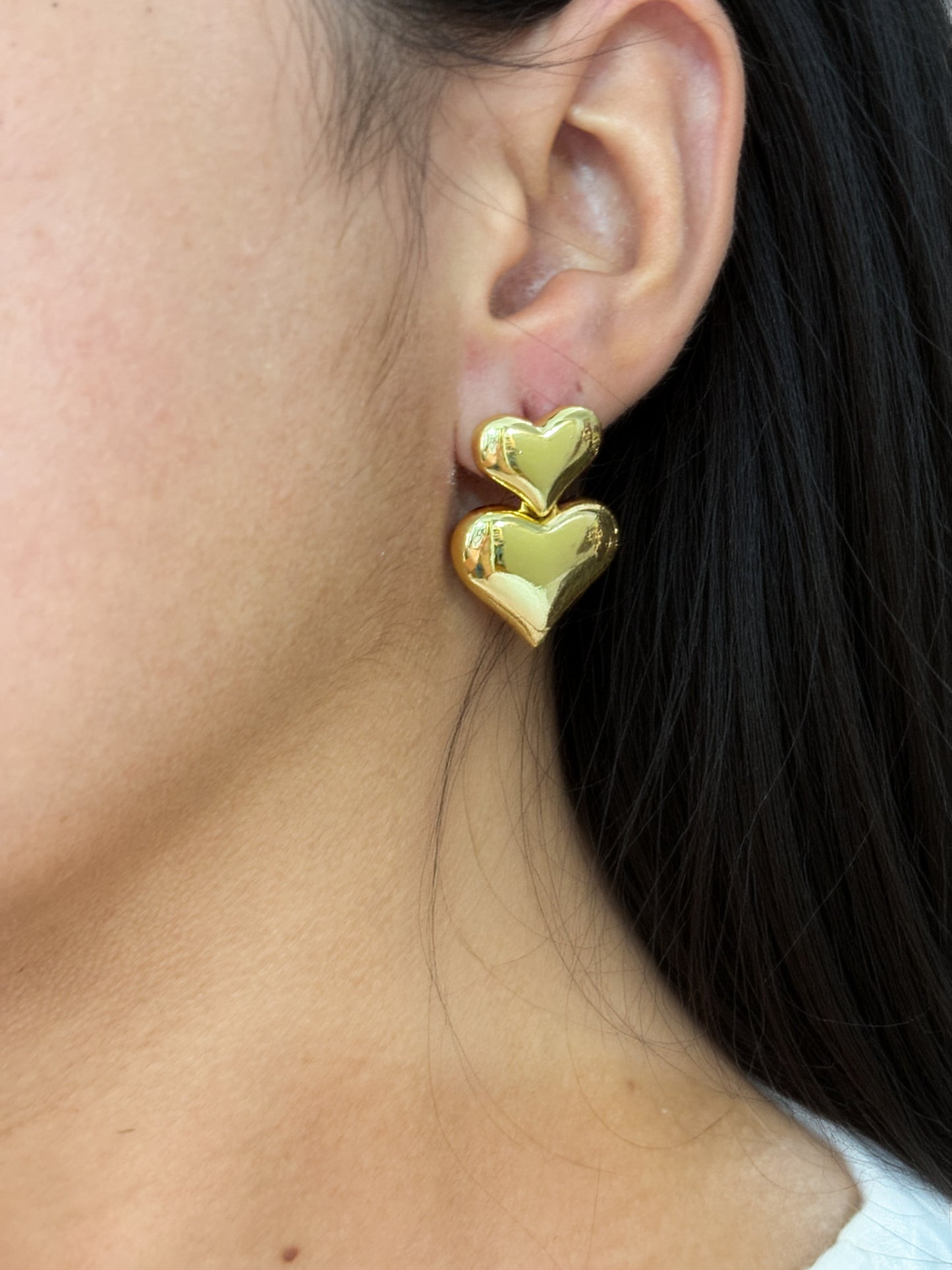 Aretes corazón doble