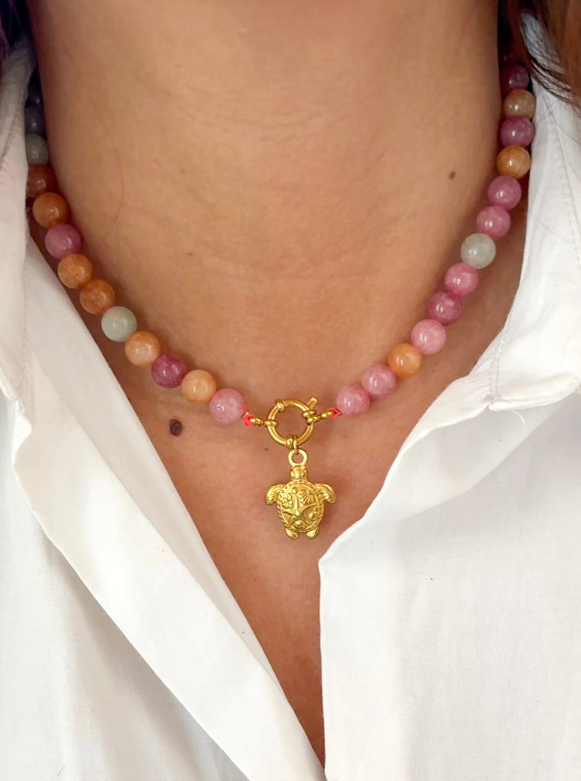 Collar piedras calcitas rosa