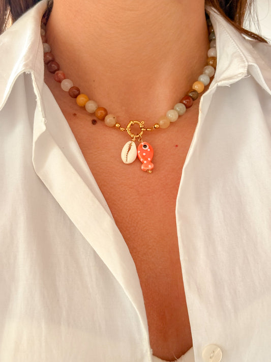 Collar piedras calcitas marrón