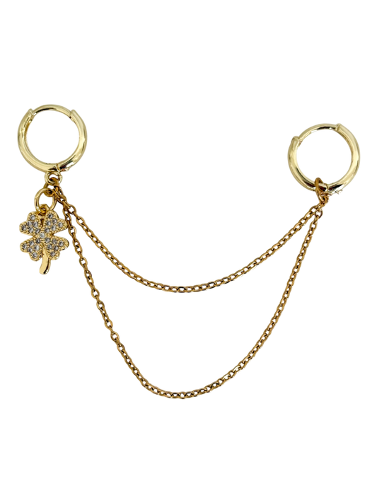 Charm trébol cadena doble