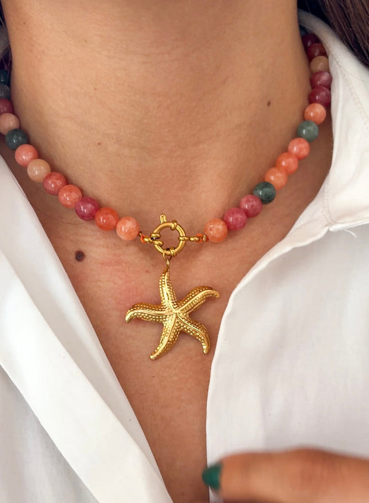 Collar piedras calcitas coral