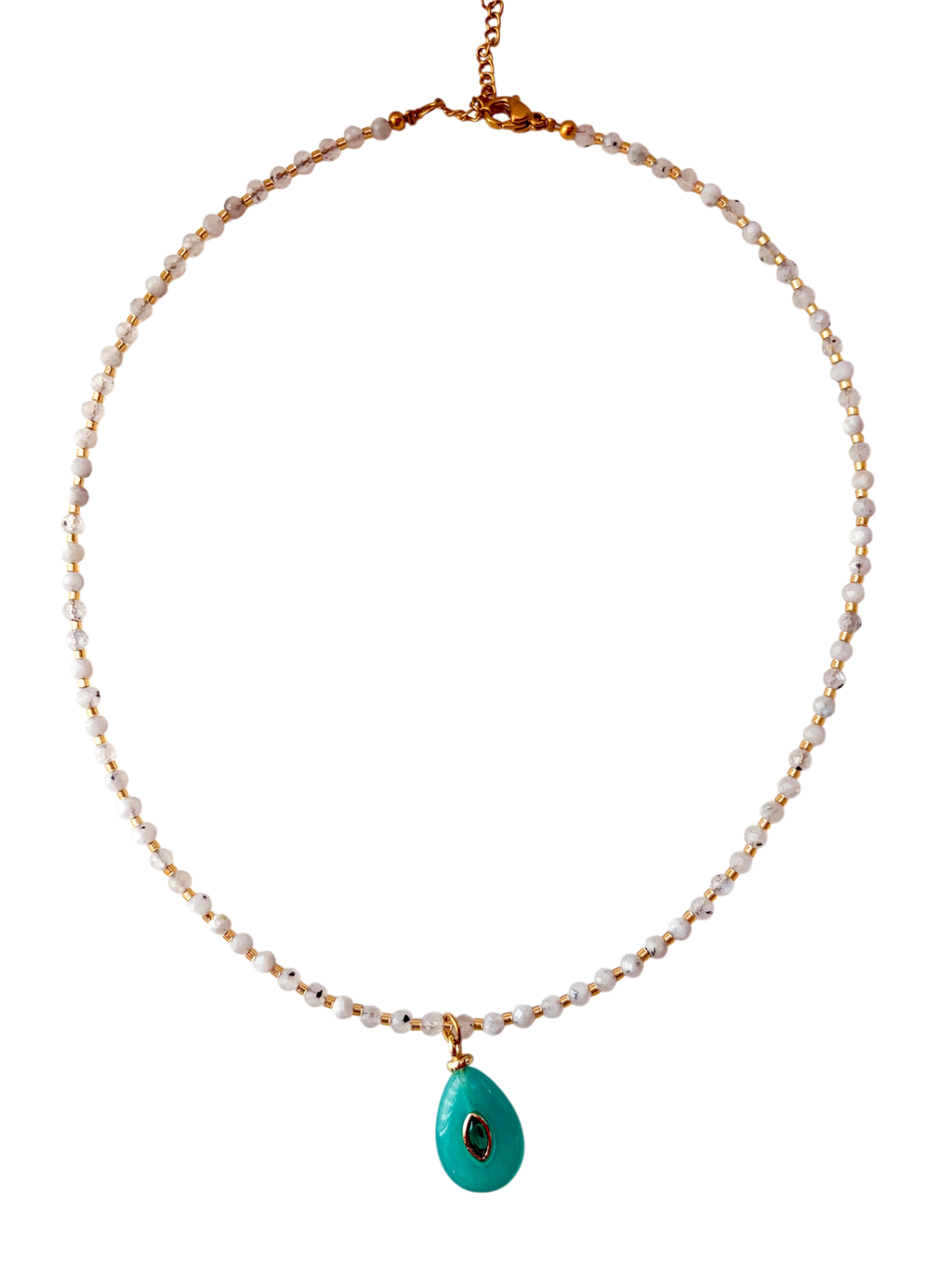 Collar piedras luna turmalinada