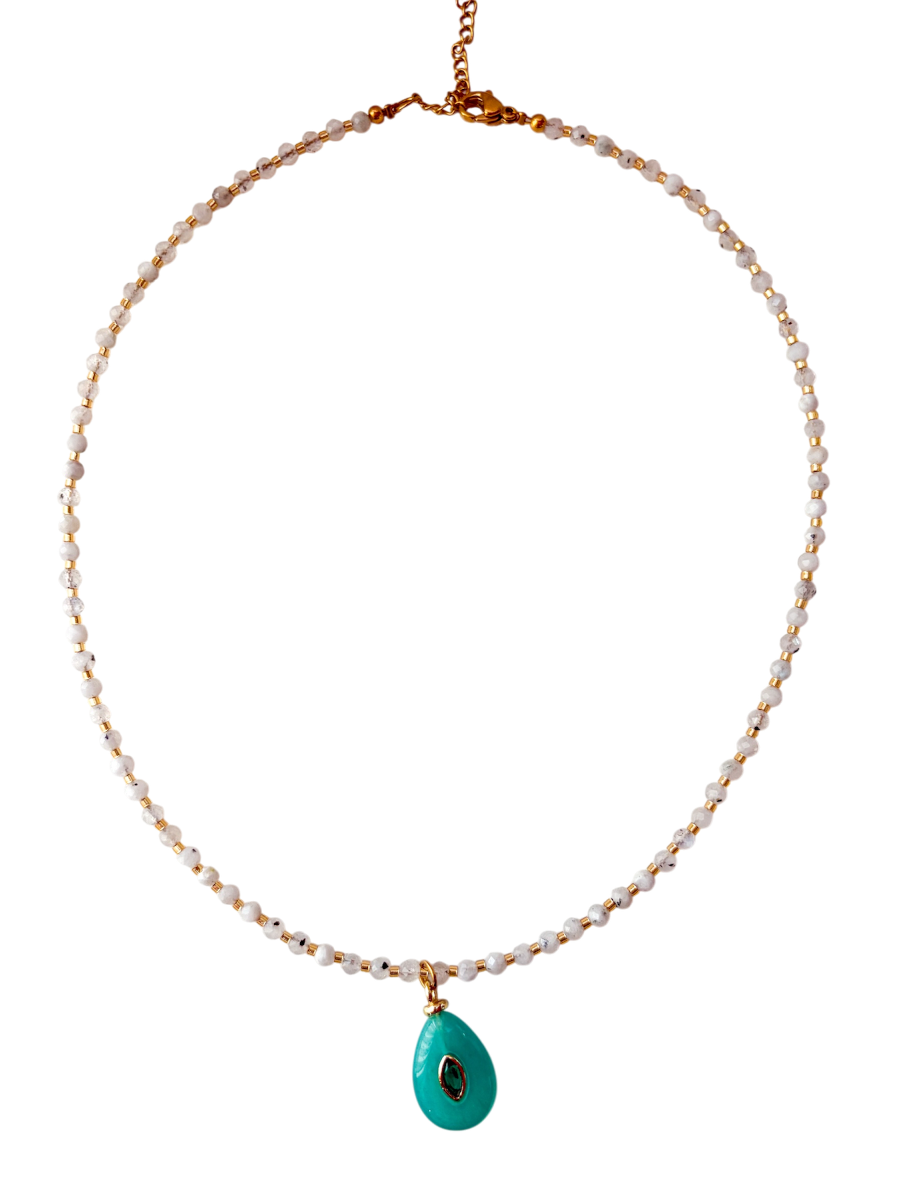 Collar piedras luna turmalinada